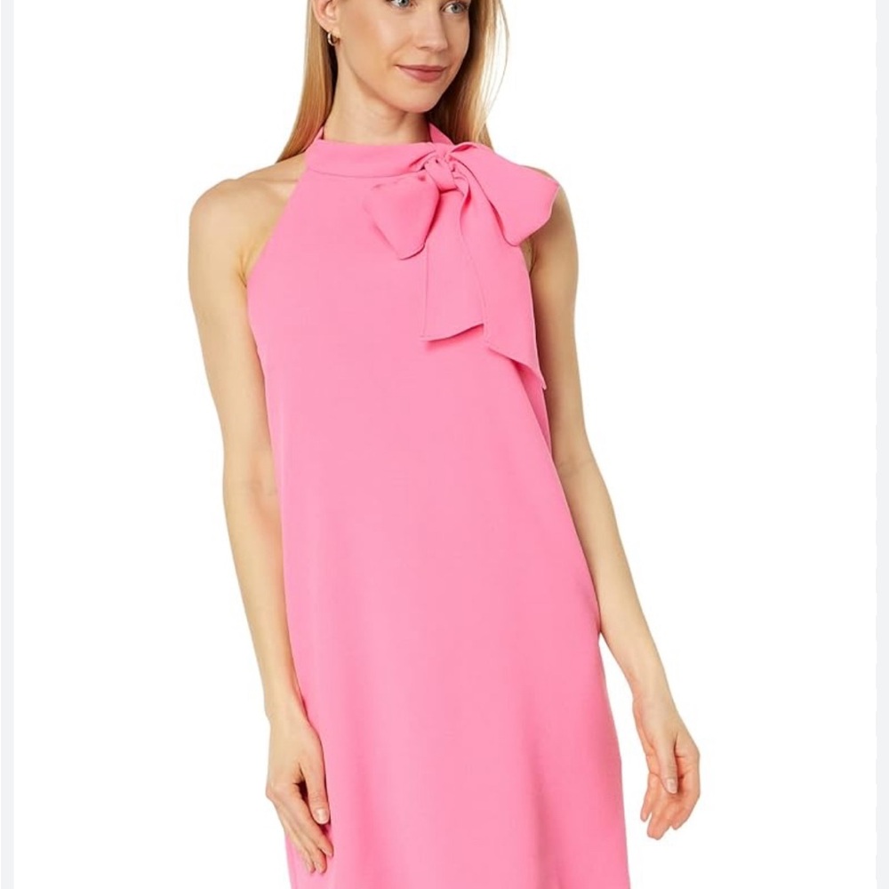 Pink Bow Halter Shift Dress